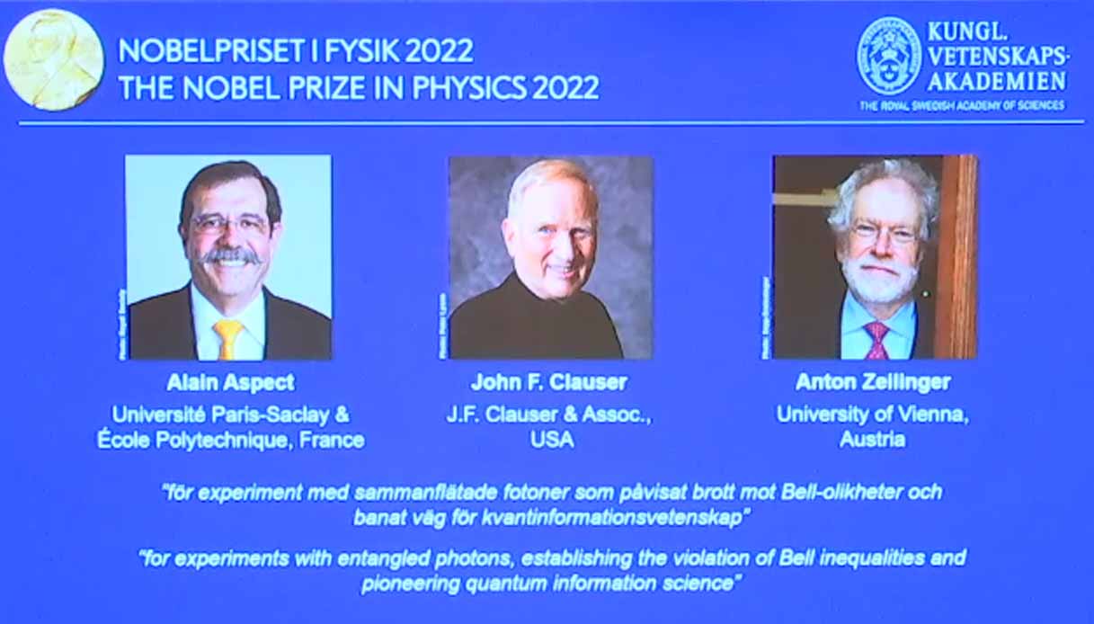 Nobel Fisica Ad Alain Aspect John Clauser E Anton Zeilinger Per I