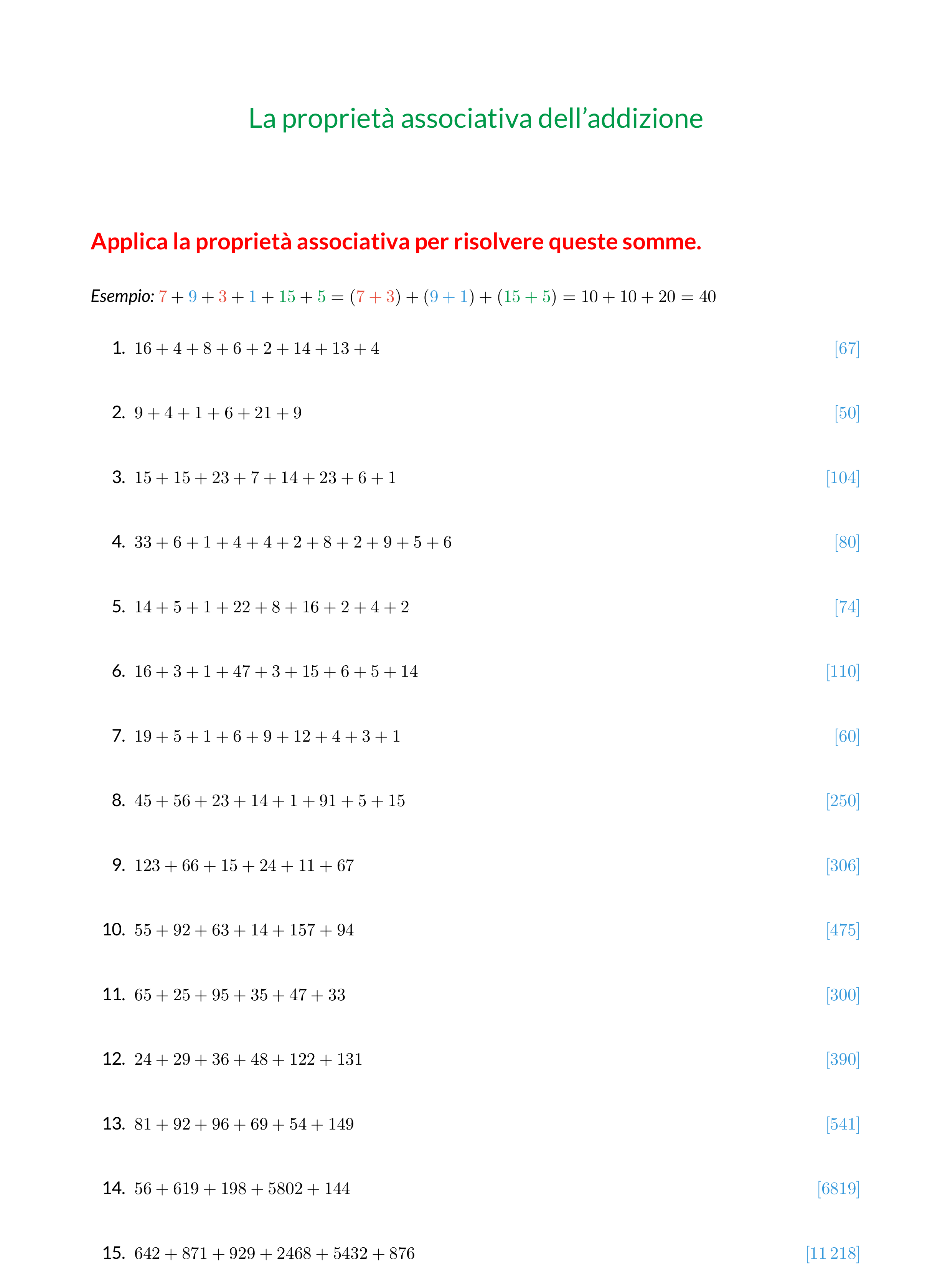 Addizioni E Sottrazioni Esercizi Sulle Propriet