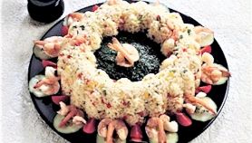 Anelli di riso con scampi e gamberi