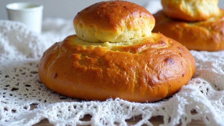 Brioche col tuppo dorate appena sfornate