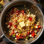 Verdure per il riso con pollo in padella