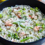 Risotto verde con i gamberetti