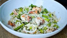 Risotto verde con i gamberetti