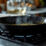 padella sul fuoco con olio per friggere