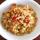 Riso con peperoni e olive