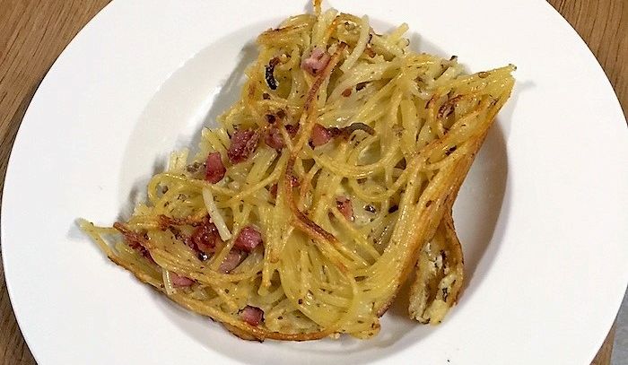 Spaghettini con uova al forno