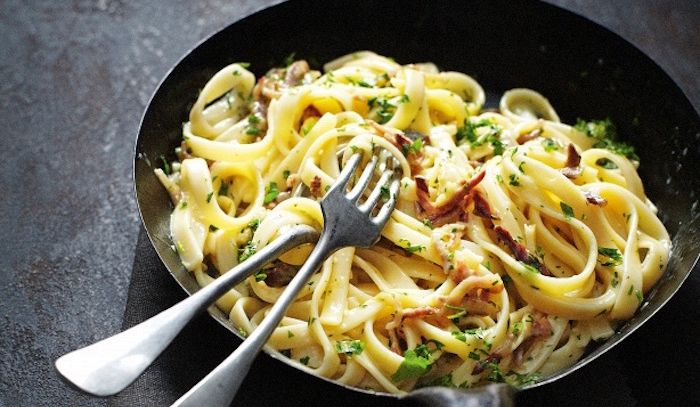 Linguine alla carbonara di verdure