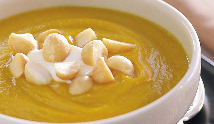 Pumpkin and macadamia soup