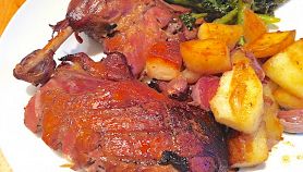 Anatra arrosto al forno con pancetta