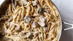 Fettuccine con funghi e vitello