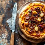 Focaccia dorata in cottura nel forno.