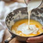Aggiunta del latte caldo nella crema