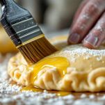 Sfoglia spennellata con olio pronta per il forno.