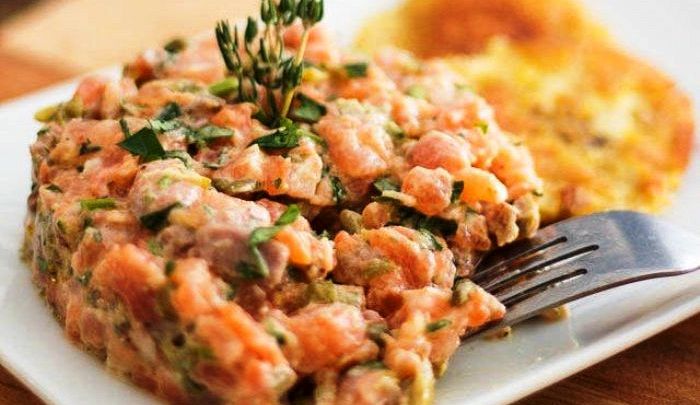Tartare di mele verdi e astice