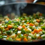 Verdure in casseruola mentre rosolano.