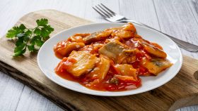 Baccalà e peperoni appena tolti dal fuoco