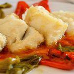 Piatto di baccalà coi peperoni