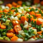 Sedano, carota, aglio, prezzemolo. cipolla