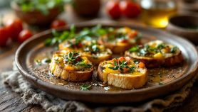 Fette di pane tostato con olio e aglio