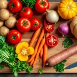 le verdure per il mafè sul tagliere