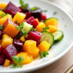 Preparazione barbabietola e cetriolo