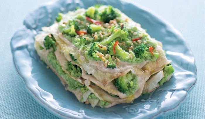 Pane carasau con mousse di broccoletti