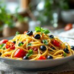 Piatto di pasta con le olive