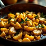 mele con curry in padella