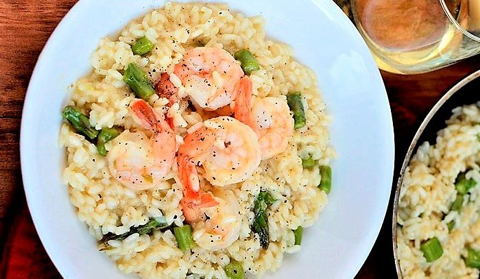 Risotto ostriche, scampi e verdure