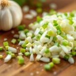 La preparazione dell'aglio e del cipollotto