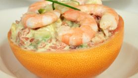 Gamberi e pompelmi rosa