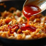 Wok con salsa e ingredienti saltati
