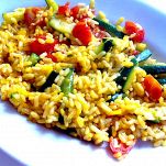 Riso integrale al curry con peperoni