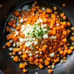 La preparazione della cipolla e della carota