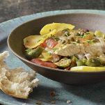 Rombo con patate e olive