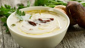 Vellutata grana e pioppini al microonde