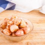 Lampascioni wild onions bowl on wood