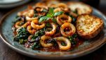 Seppie con bietole nel piatto