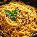 piatto di spaghetti con alici