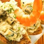 Crostoni con gamberetti e gorgonzola
