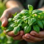 La raccolta del basilico