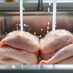 Pollo pronto per essere farcito.