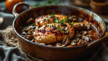 Pollo in umido con funghi