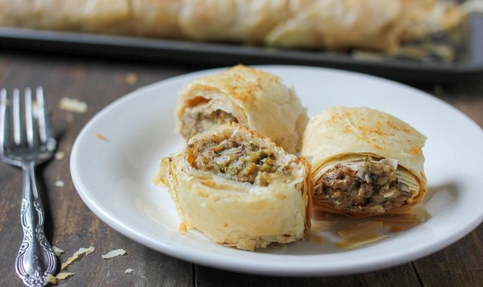 Strudel salato funghi e melanzane