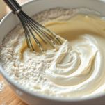 amalgamate la farina con le uova e il latte