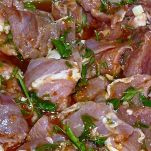 Vitello marinato con salsa al limone