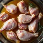 Coniglio immerso in marinata.