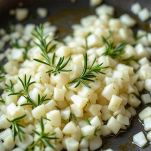 Cipolla tritata e rosmarino in padella.