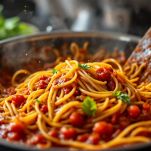 spaghetti alla marinara nel tegame
