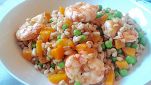 Farro con gamberi e verdure